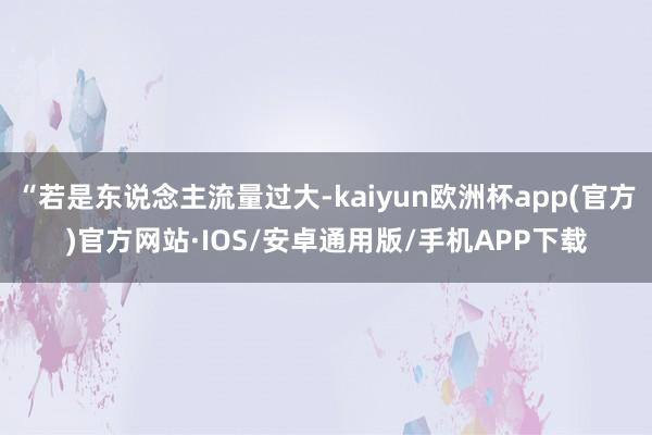 “若是东说念主流量过大-kaiyun欧洲杯app(官方)官方网站·IOS/安卓通用版/手机APP下载