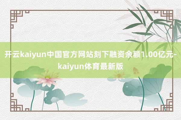 开云kaiyun中国官方网站刻下融资余额1.00亿元-kaiyun体育最新版