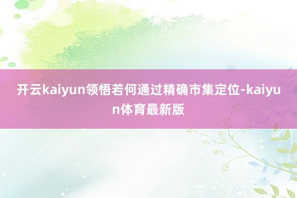 开云kaiyun领悟若何通过精确市集定位-kaiyun体育最新版